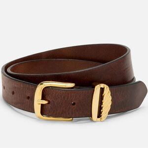 AUREUM Brown Leather Belt with Gold Buckle
